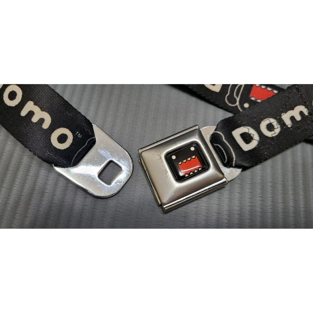 RARE-Domo Kun Buckle-Down Seatbelt Belt Black Adjustable Y2K Streetwear